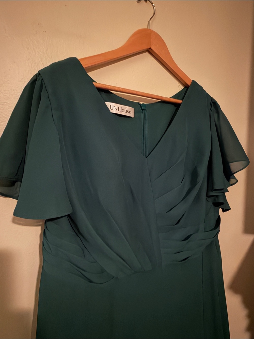 JJs House Teal Green V-Neck Flutter Sleeve Dress